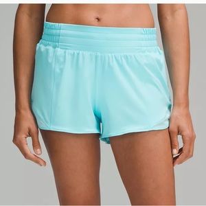 Lulu Lemon Hotty Hot High-Rise Lined Short 2.5" Cyan Blue
